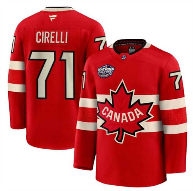 Mens Canada #71 Anthony Cirelli Red 2025 4 Nations Face-Off Premium Stitched Jersey Dzhi->2025 4 nations face-off->NHL Jersey